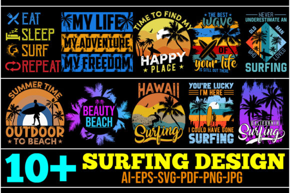 10 Retro Summer Surfing Quote Design