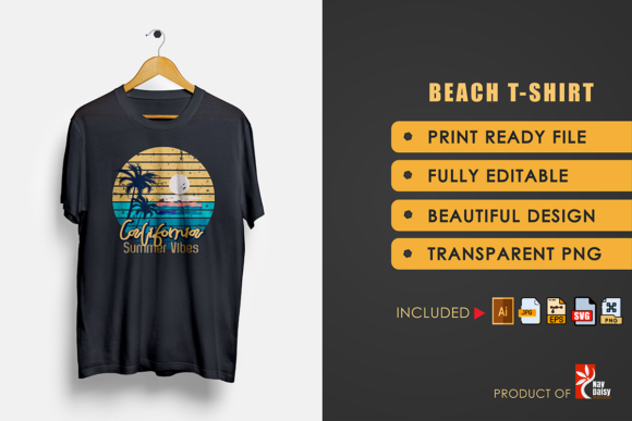 Beach T-shirt Summer Vibes: Graphics & Print Templates