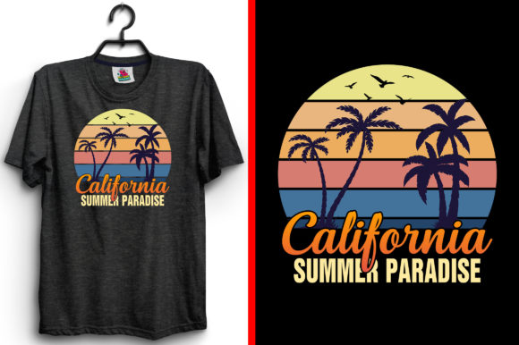 California Summer Paradise T-Shirt Graphics and Print Templates