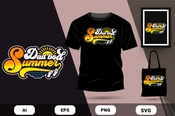 Dad Bod Summer T-shirt Design Vector