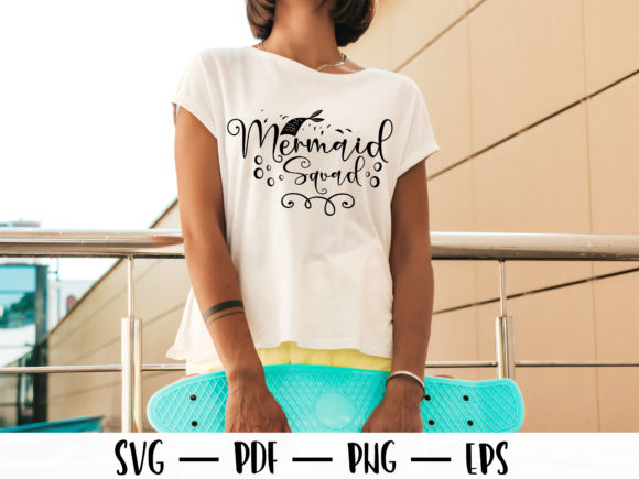 Mermaid Squad Summer T-shirt Design: Graphics & Print Templates