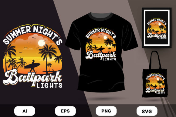Summer Night T-shirt Design Illustration