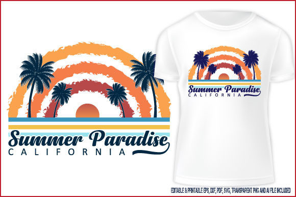 Summer Paradise California Graphics T-Shirt Designs