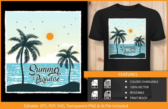 Summer Paradise T-shirt Design Vector
