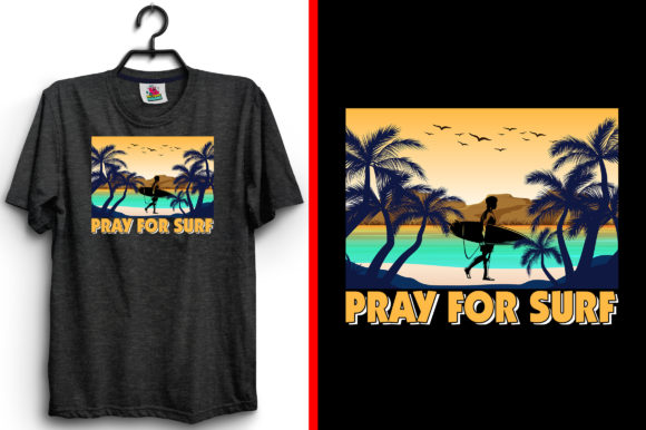 Summer T-Shirt Design Pray for Surf