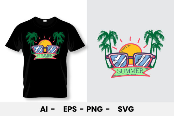 Summer T Shirt with Sunglasses Design Graphics
