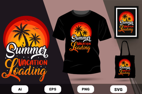 Summer Vacation Loading T-shirt Design: Graphics and Print Templates