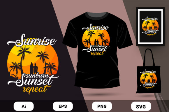 Sunshine Summer T-shirt Design Graphic for Print Templates