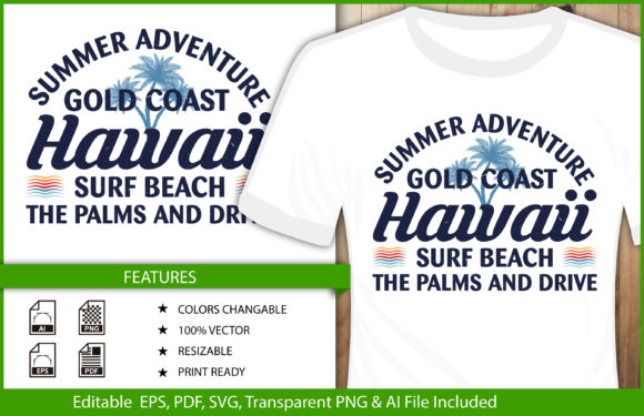 T-shirt Design Summer Adventure Hawaii