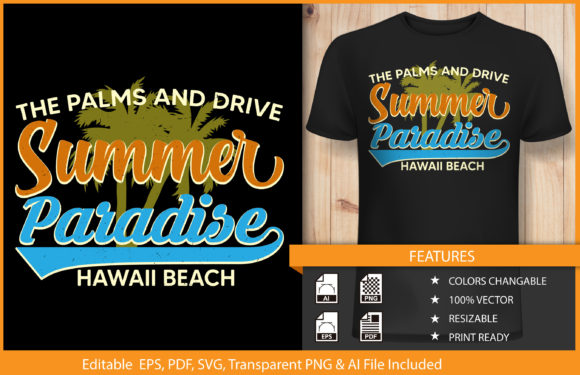 T-shirt Design Summer Paradise Hawaii Graphics