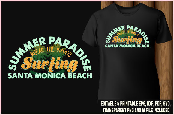 T-shirt Design Summer Paradise Surfing