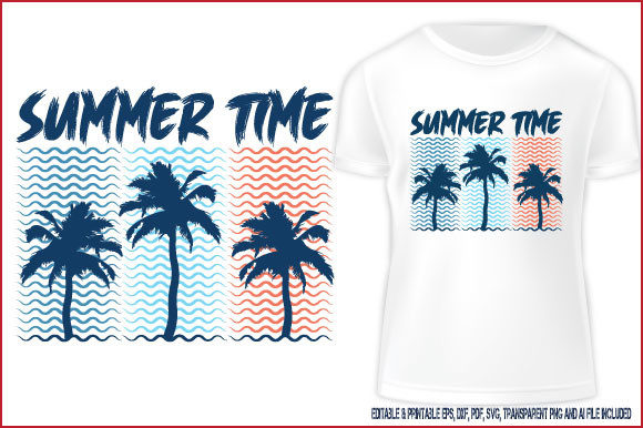 T-shirt Design Summer Time Vector Graphics
