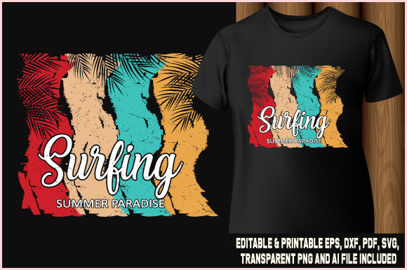 T-shirt Design Surfing Summer Paradise
