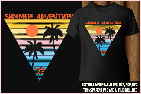 T-shirt Surfing California Summer Graphics